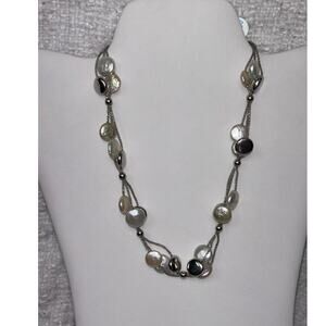 Frederic Duclos Sterling Silver Coin Pearl Necklace #61766